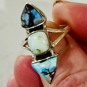 Sterling Silver Turquoise Statement Ring | Size 7.5